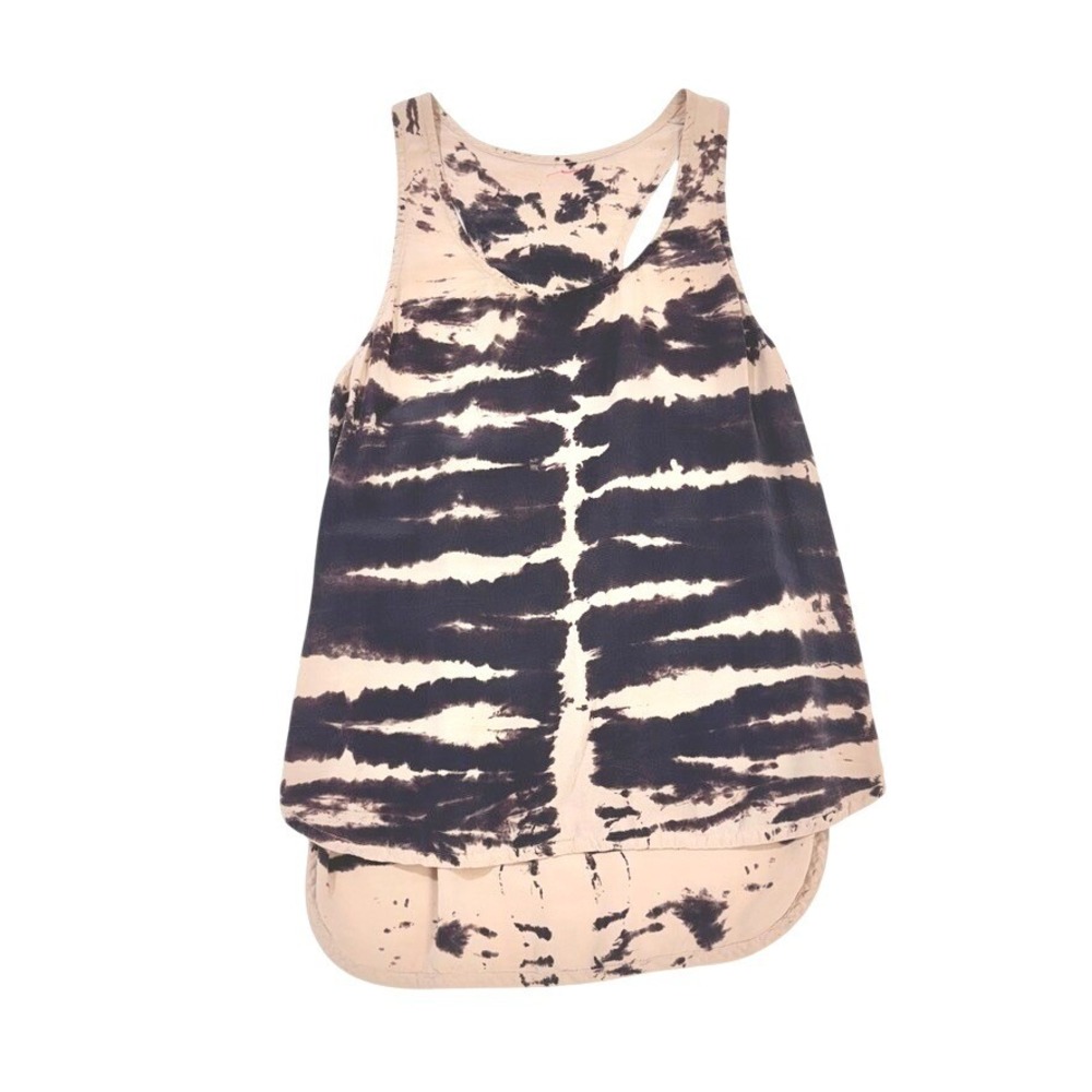 Gypsy 05 Women Tan Black Tie Dye 100% Silk Racerback Tank Top W343-1412-00